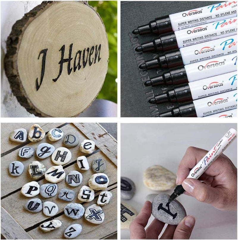 Lesun Black Paint Pens, 12 Pack Waterproof Oil-Based Paint Markers Set - Quick Dry, Fade Resistant Permanent Markers for Metal, Rock, Stone, Wood, Fabric, Plastic, Canvas, Glass. Medium Tip - Image 3